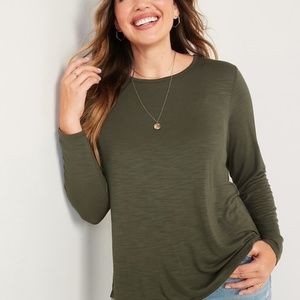 Luxe Crew-Neck Slub-Knit Long-Sleeve T-Shirt